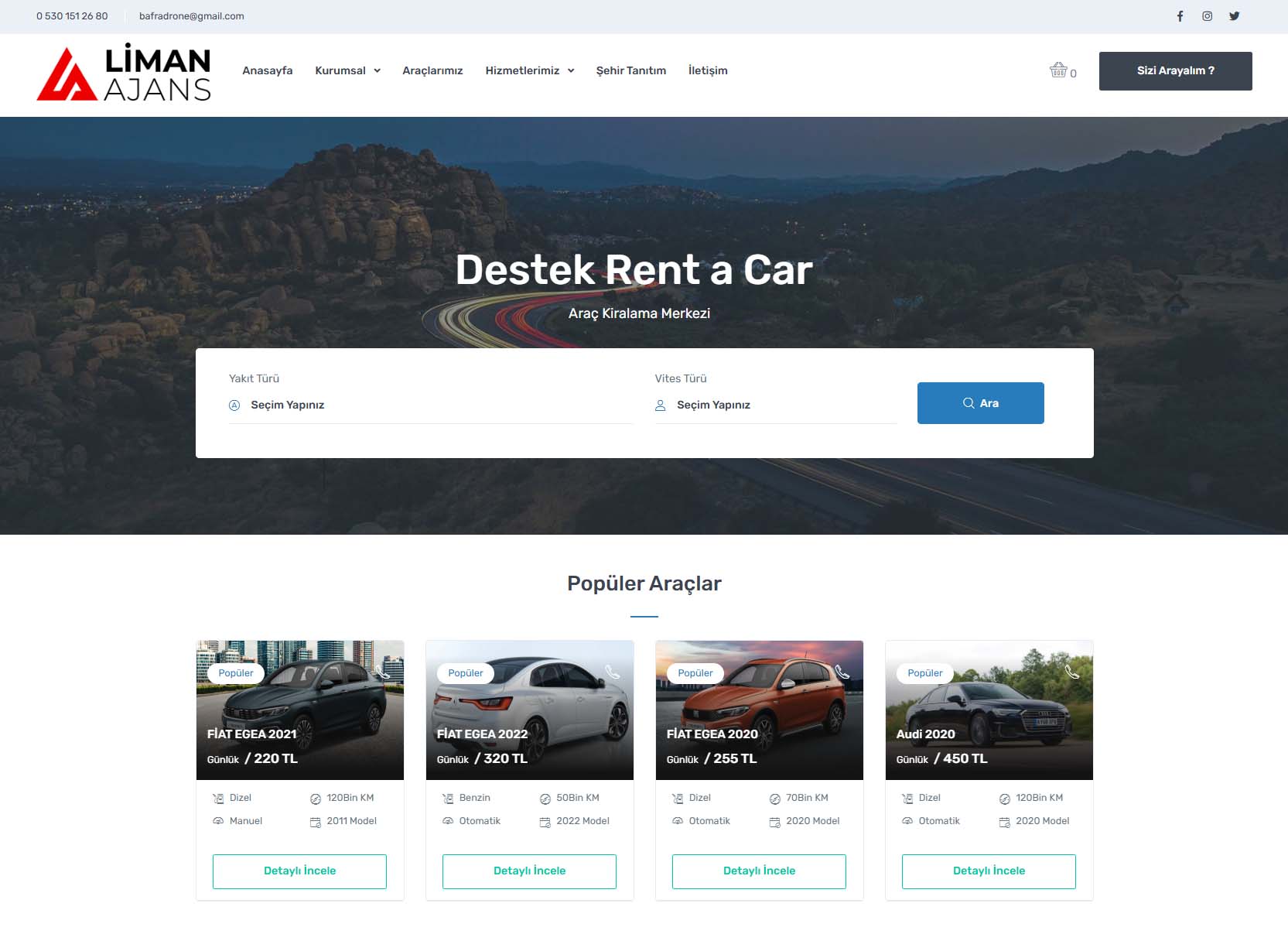 ARAÇ KİRALAMA RENT A CAR WEB SİTESİ
