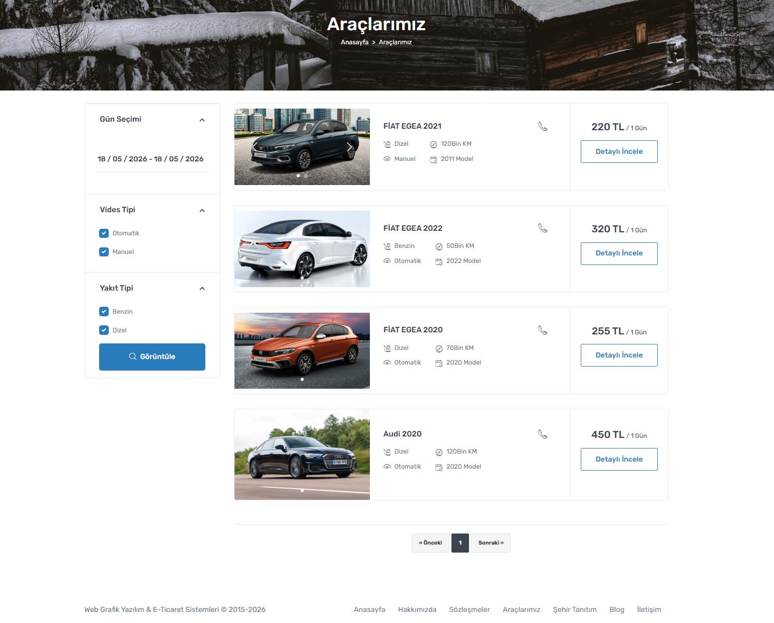 ARAÇ KİRALAMA RENT A CAR WEB SİTESİ