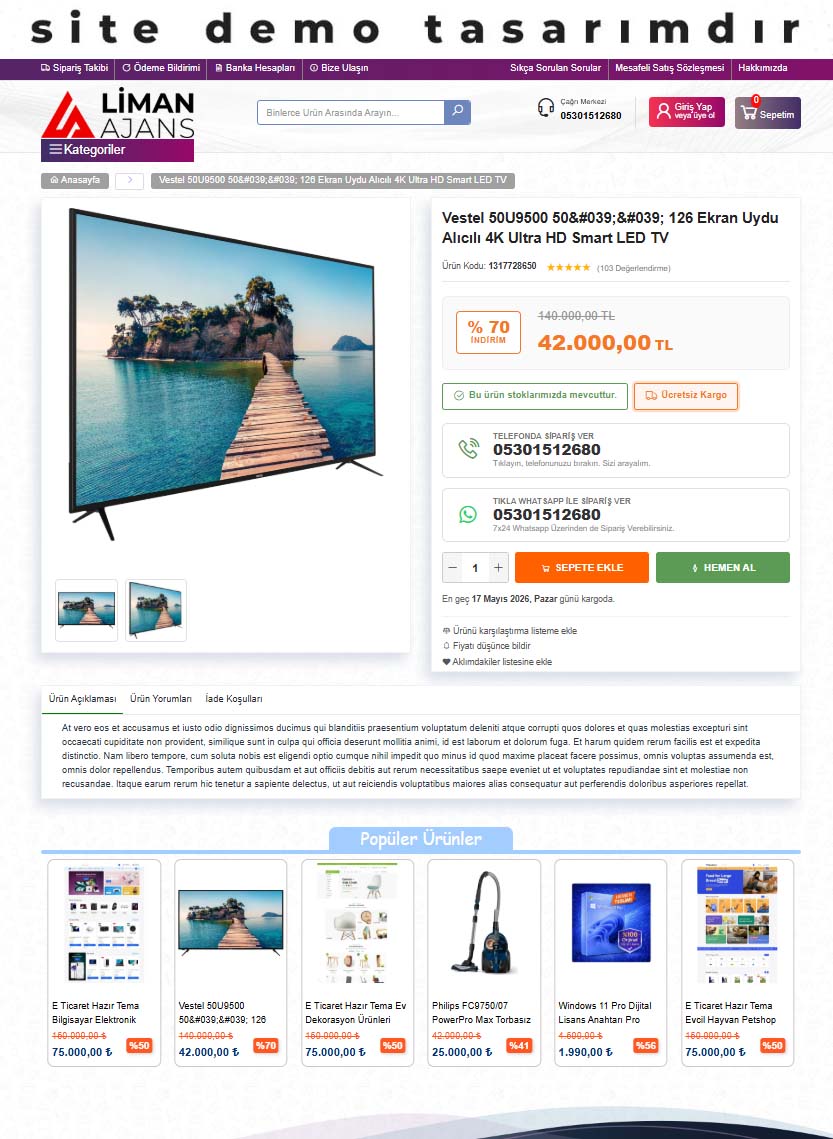 E-Ticaret Bilgisayar Elektronik Market Web Sitesi
