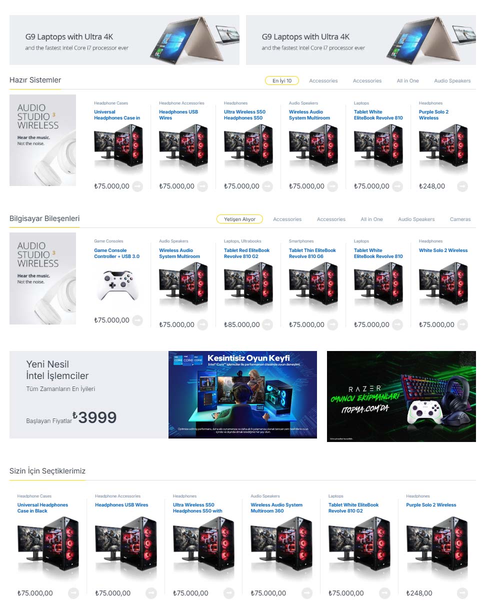 Bilgisayar Elektronik Ürünler E-Ticaret Web Sitesi