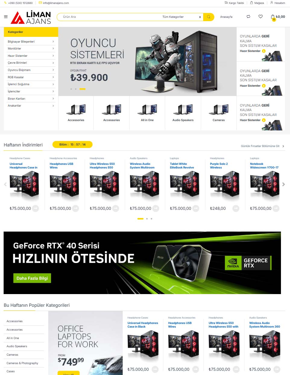 Bilgisayar Elektronik Ürünler E-Ticaret Web Sitesi
