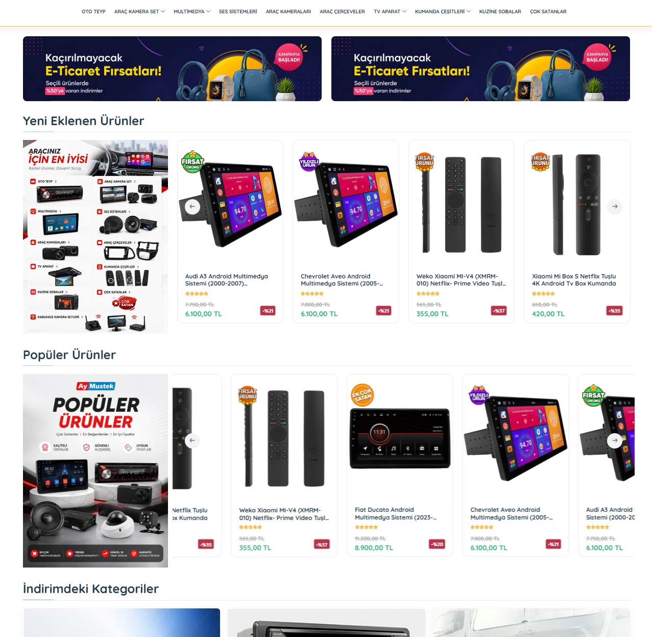 E-Ticaret Elektronik Ürünler E-Ticaret Web Sitesi 2