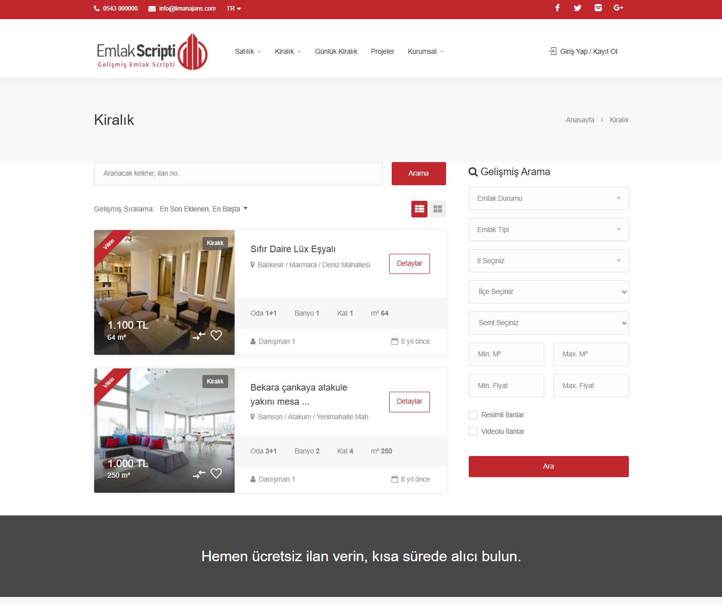 Emlak Satış Web sitesi